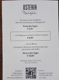 Menu / carte de Restaurant Osteria Im Kachelöfchen à Paderborn