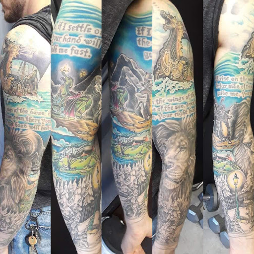 Explore tattoo ideas for back shoulder, creative tattoo ideas in Redding, available at DEADLIFT TATTOO