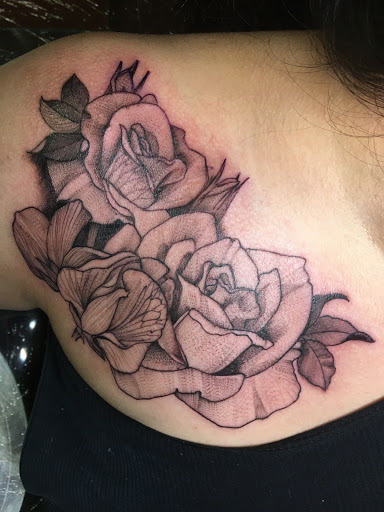 Explore american traditional elbow tattoo ideas, creative tattoo ideas in Wallingford, available at Fox Den LLC