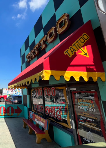 Explore sunflower thigh tattoo ideas, creative tattoo ideas in Dallas, available at Cedar Springs Tattoo & Piercing