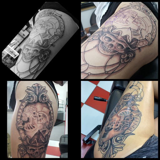 Explore basketball tattoo ideas for guys, creative tattoo ideas in Vinton, available at Cherry Bomb Tattoo and piercing