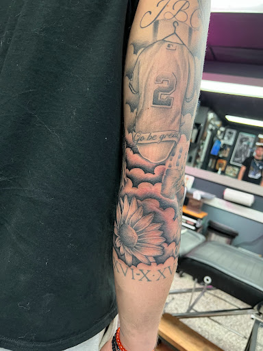 Explore mens cover up tattoo ideas, creative tattoo ideas in Sanford, available at Luv Ink