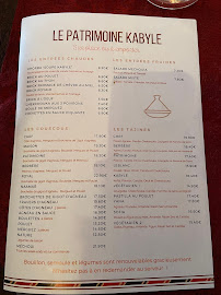 Restaurant servant du couscous Patrimoine Kabyle à Lille (la carte)