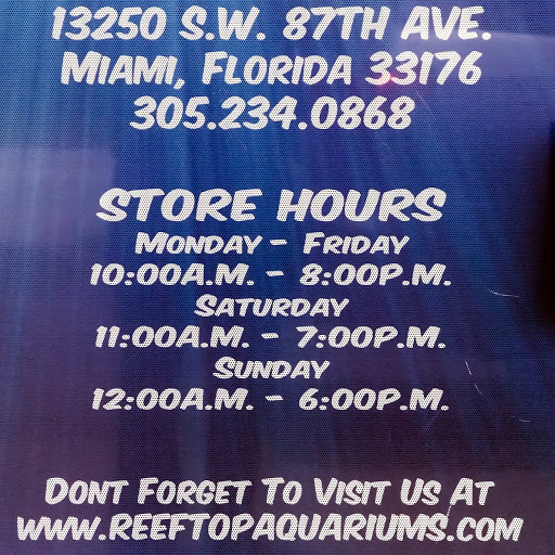 Pet Store «Reeftop Aquariums-Pet Boutique», reviews and photos, 13250 SW 87th Ave, Miami, FL 33176, USA