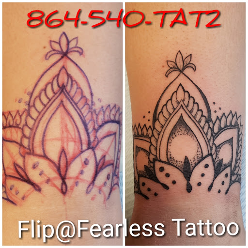 Explore male calf tattoo ideas, creative tattoo ideas in Anderson, available at FearlessTattoos and Piercing