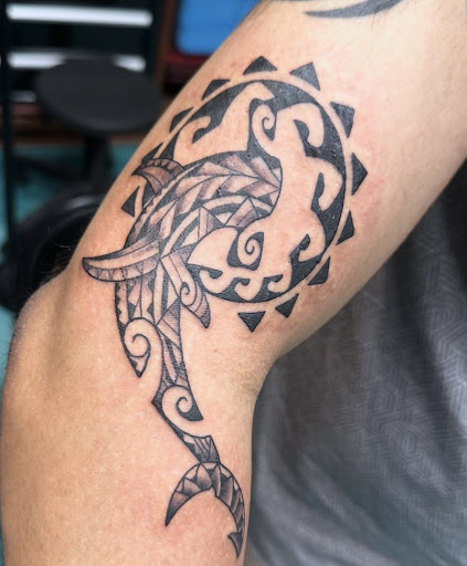 Explore biblical hellscape sleeve tattoo ideas, creative tattoo ideas in Honolulu, available at Aloha Tattoo Waikiki Hilton Hawaiian Village Rainbow Bazaar