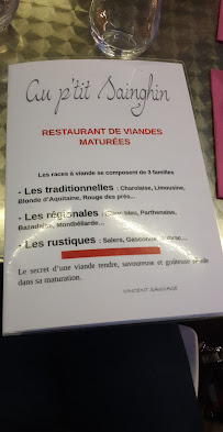Restaurant français Au P'tit Sainghin à Sainghin-en-Mélantois (le menu)