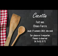 Restaurant Cocotte à Le Versoud (le menu)