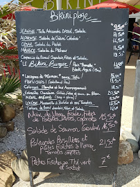 Restaurant Bikini plage à Sète (le menu)