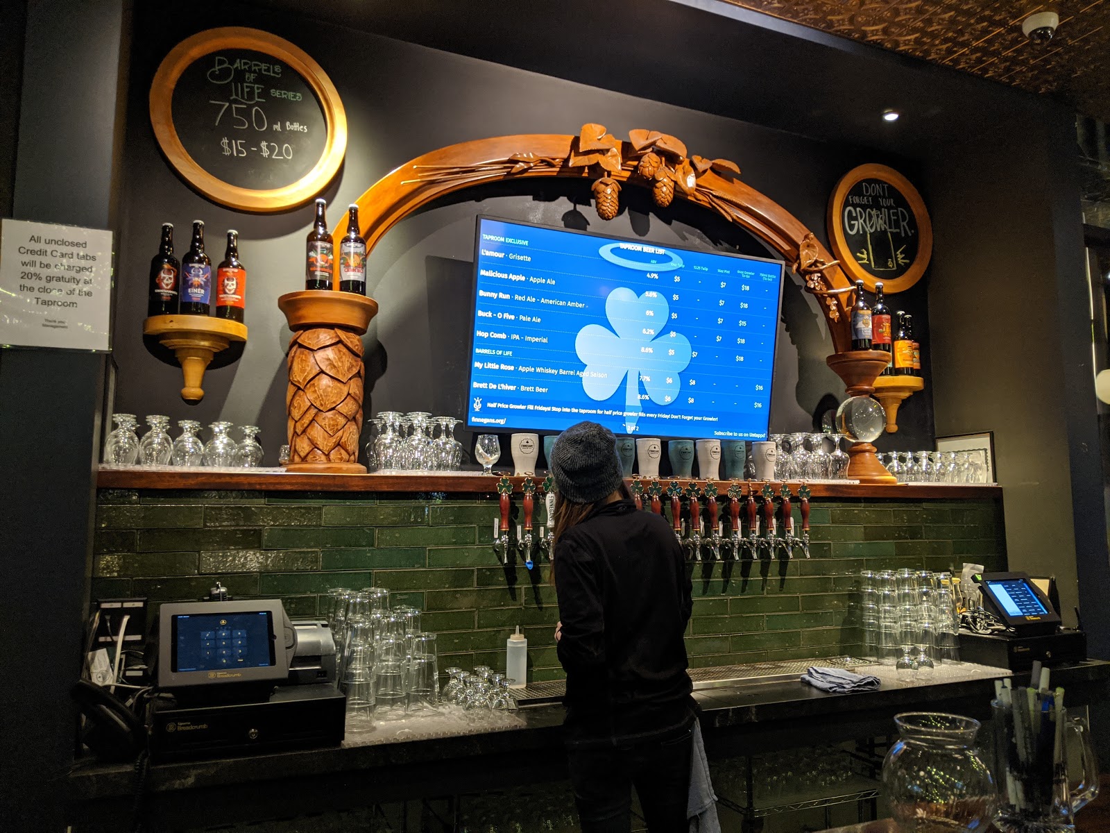 A row of beer taps
