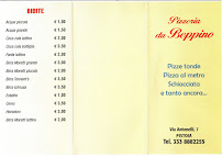 Menu / carte de Pizzeria da beppino à Pistoia