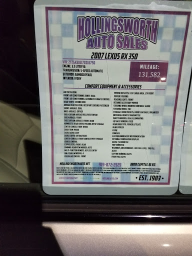 Car Dealer «Hollingsworth Auto Sales of Raleigh», reviews and photos, 3808 Capital Blvd, Raleigh, NC 27604, USA