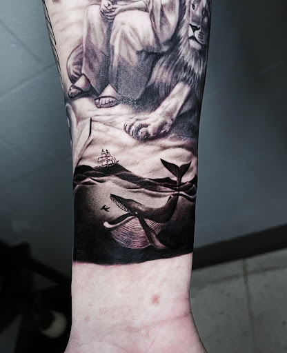 Explore evil clown tattoo ideas, creative tattoo ideas in Monroe, available at Skin City Tattoo Studio