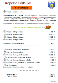 Menu / carte de Crêperie Breizh à Le Pouliguen