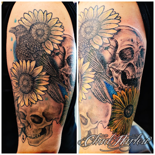 Explore arm and chest tattoo ideas, creative tattoo ideas in Pontotoc, available at Pale Horse Tattoos, LLC