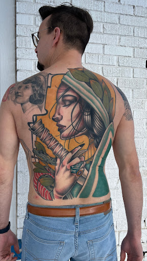Explore tattoo chest cover up ideas, creative tattoo ideas in Kingsford, available at Deft Tattoo Studio