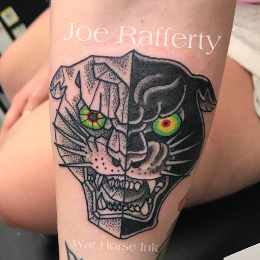 Explore blue flame tattoo ideas, creative tattoo ideas in Kent, available at War Horse Ink