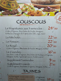 La Table du Maroc à Saintes menu