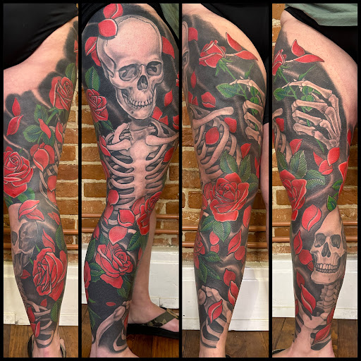 Explore beehive tattoo ideas, creative tattoo ideas in Buffalo, available at The Tilted Rose Tattoo