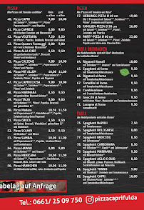 Pizzeria Pizza Capri Fulda à Fulda (la carte)