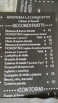 Hostaria La Cerquetta à Rome carte