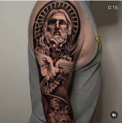 Explore tattoo leg ideas, creative tattoo ideas in Fort Wayne, available at Grade A Tattoos and Body Piercing