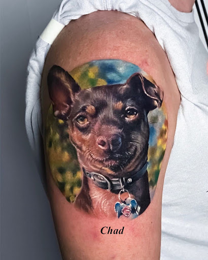 Explore upper thigh tattoo ideas, creative tattoo ideas in Sanford, available at Venom Ink Tattoo