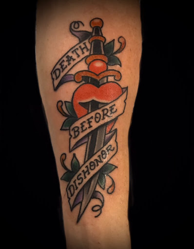 Explore religious sleeve tattoo ideas, creative tattoo ideas in Goose Creek, available at Red Kirin Tattoo