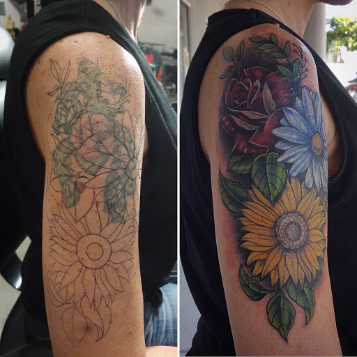 Explore forearm sleeve tattoo ideas for men, creative tattoo ideas in Bakersfield, available at CLASSIC STANDARD TATTOO CO.