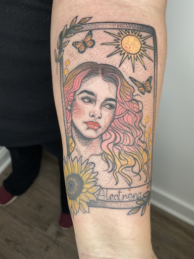 Explore lower half sleeve tattoo ideas for females, creative tattoo ideas in Lancaster, available at MermGoddess Tattoo Studio & Gallery
