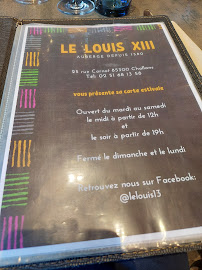 Carte du Restaurant Le Louis XIII à Challans