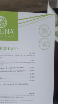 Restaurant végétalien Tahina - 100% Végétal à Tours (la carte)