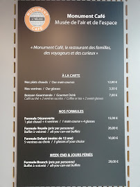 Menu du Monument Café l'Hélice - Restaurant du Musée de l'Air (uniquement pour les visiteurs) à Dugny