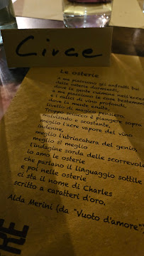 Carte du Osteria La Torre à Gragnano Trebbiense