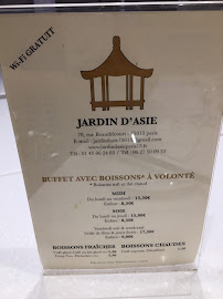 Jardin d'Asie à Paris menu