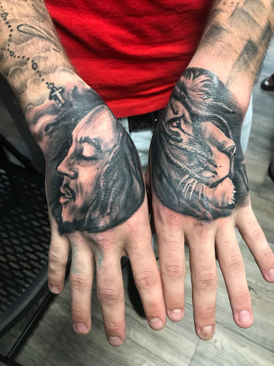 Explore great dane tattoo ideas, creative tattoo ideas in Atlanta, available at Iron Palm Tattoos & Body Piercing Atlanta