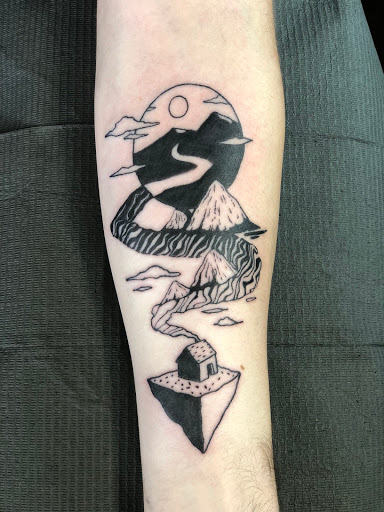 Explore purple flower tattoo ideas, creative tattoo ideas in Snohomish, available at Collective Image Tattoo