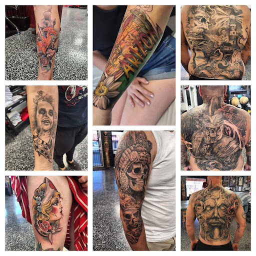 Explore van gogh tattoo ideas, creative tattoo ideas in Parker, available at Saints and Sinners Tattoo Parlor