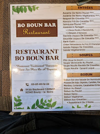Carte du Bo Boun Bar à Bourg-la-Reine