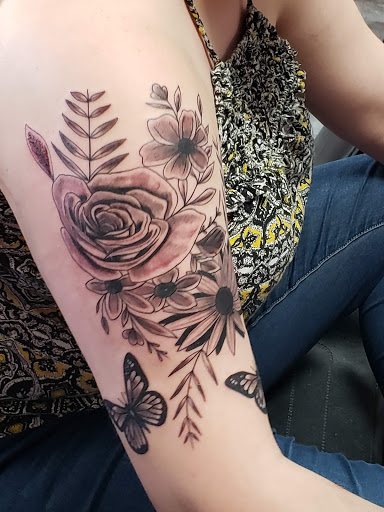 Explore tattoo ideas for hips, creative tattoo ideas in Marietta, available at The Painted Sparrow Tattoo Shop And Art Gallery