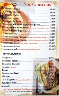 Menu du LE PALMIER D'OR RESTAURANT à Doullens