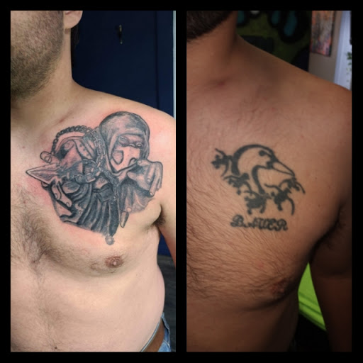 Explore mens chest tattoo ideas, creative tattoo ideas in Pittsburg, available at NeonMoon Tattoo