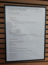 Restaurant Carlos à Biarritz (le menu)