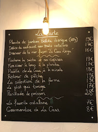 Menu du La Casa Linga à Collioure