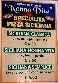 Carte du Trattoria Nonna Vita à Fornazzo