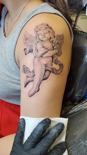 Explore jolly roger tattoo ideas, creative tattoo ideas in Fresno, available at Happy Client Tattoo