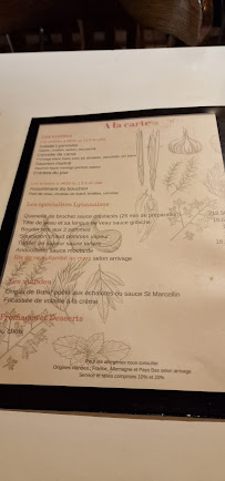 La Mère Jean à Lyon menu