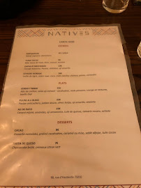 Restaurant péruvien Natives à Paris (la carte)