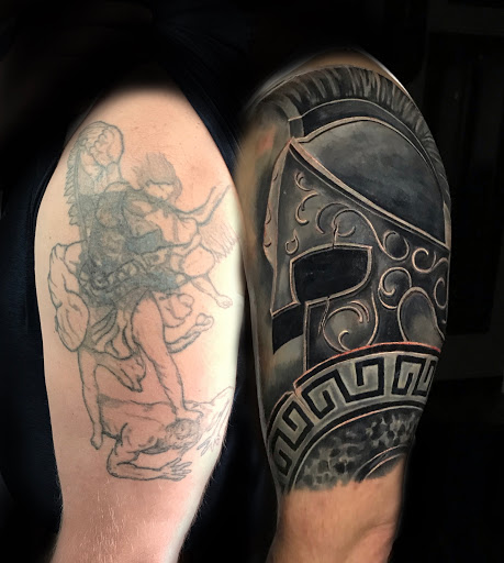 Explore black and red tattoo ideas, creative tattoo ideas in Bossier City, available at Hand Forged Tattoo - Bossier City