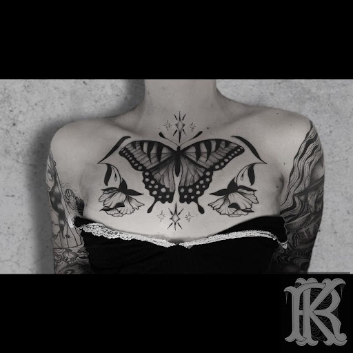 Explore upper leg tattoo ideas, creative tattoo ideas in Modesto, available at Dying Art Tattoo